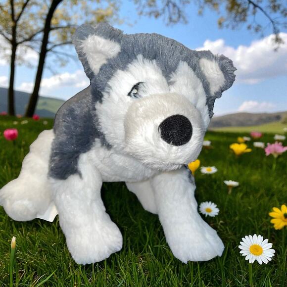 IKEA Plush Dog Siberian Husky Livlig Wolf Puppy Stuffed Animal Nursery Decor 10" - Picture 12 of 12